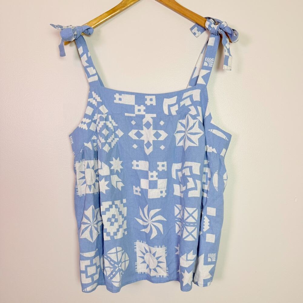 Sonoma Tie Strap Tank Tops Linen Blend Lot of 3 Women's XL Floral Geometric Boho - Picture 8 of 16